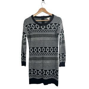 Exhiliration Black/White‎ Geo Print Sweater Dress Medium